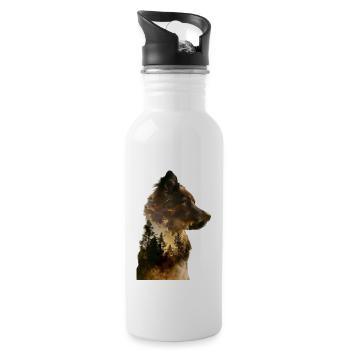 Australischer Schäferhund - Trinkflasche mit integriertem Trinkhalm - Weiß - Rechts