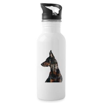 Doberman - Water bottle with straw - white - Right