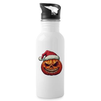 Halloween Gift Pumpkin with Santa Hat Decoration - Water bottle with straw - white - Right