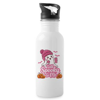 Halloween Ghost Funny Talk Spooky To Me - Trinkflasche mit integriertem Trinkhalm - Weiß - Rechts