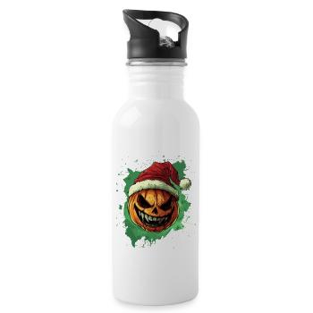 Halloween Gift Pumpkin with Santa Hat Decoration - Water bottle with straw - white - Right
