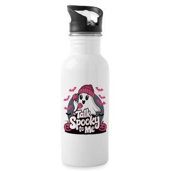 Halloween Ghost Funny Talk Spooky To Me - Trinkflasche mit integriertem Trinkhalm - Weiß - Rechts