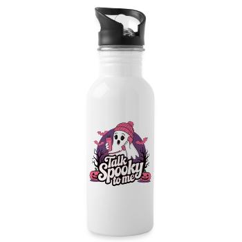 Halloween Ghost Funny Talk Spooky To Me - Water bottle with straw - white - Right