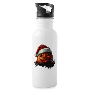 Halloween Gift Pumpkin with Santa Hat Decoration - Water bottle with straw - white - Right