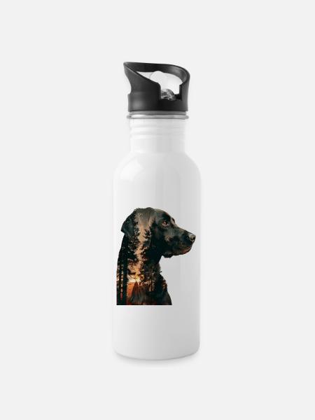 Labrador Retriever - Trinkflasche mit integriertem Trinkhalm - Weiß