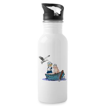 Maritime Girl Sheep North Sea Baltic Sea Travel Boat - Water bottle with straw - white - Right
