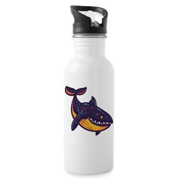 Wal Halloween Tier - Trinkflasche mit integriertem Trinkhalm - Weiß - Rechts
