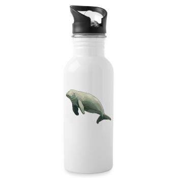 Seekuh Dugongs Dugong - Trinkflasche mit integriertem Trinkhalm - Weiß - Rechts