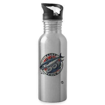 Makrelenfilet – frischer Fisch frisch gefangen - Trinkflasche mit integriertem Trinkhalm - Lightsilver - Rechts