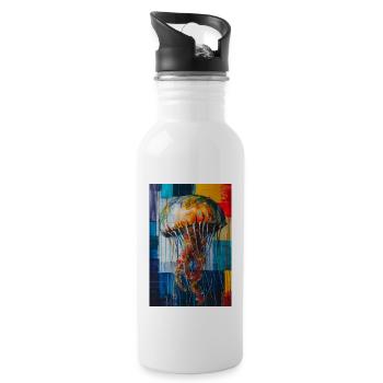 Qualle - Trinkflasche mit integriertem Trinkhalm - Weiß - Rechts