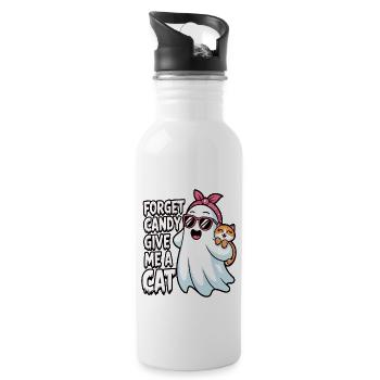 Halloween Cat Forget Candy Give Me A Cat - Trinkflasche mit integriertem Trinkhalm - Weiß - Rechts