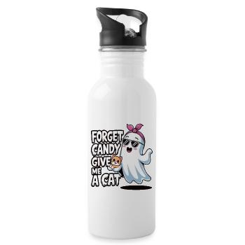 Halloween Cat Forget Candy Give Me A Cat - Trinkflasche mit integriertem Trinkhalm - Weiß - Rechts