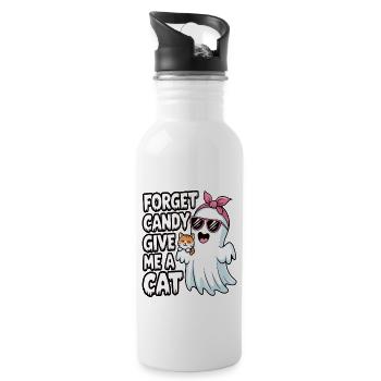 Halloween Cat Forget Candy Give Me A Cat - Trinkflasche mit integriertem Trinkhalm - Weiß - Rechts