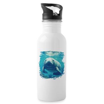 Walrus Walrosse Walross - Trinkflasche mit integriertem Trinkhalm - Weiß - Rechts