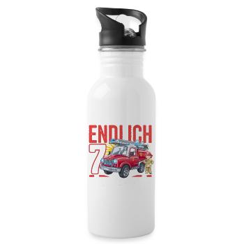 Enfin 7 Maintenant, je conduis les pompiers - Gourde avec paille intégrée - blanc - Droite