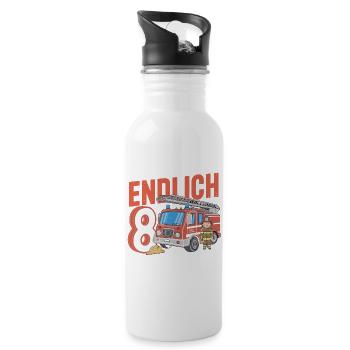 Finalement 8 Maintenant, je conduis les pompiers - Gourde avec paille intégrée - blanc - Droite