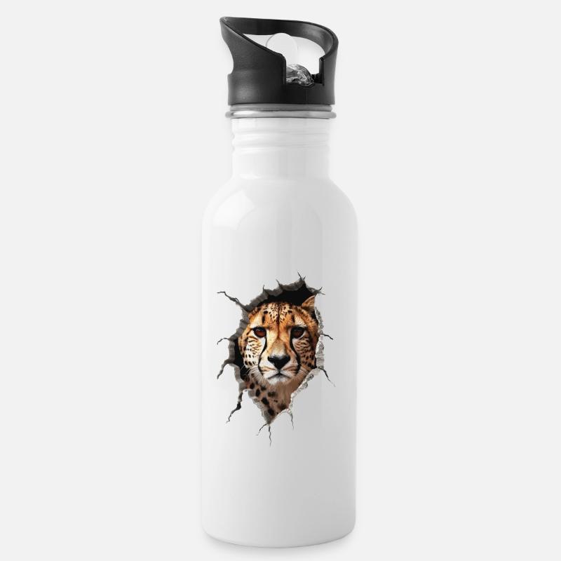 Gepard - Trinkflasche mit integriertem Trinkhalm - Weiß