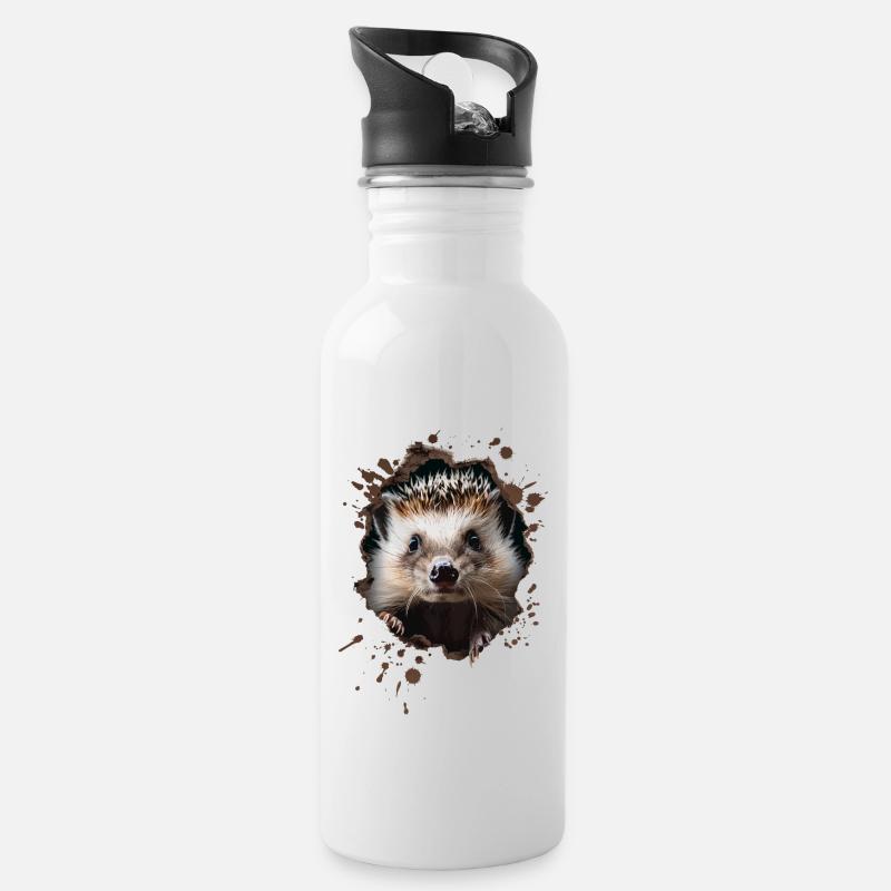Igel - Trinkflasche mit integriertem Trinkhalm - Weiß