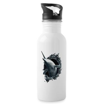 Narwal - Trinkflasche mit integriertem Trinkhalm - Weiß - Rechts