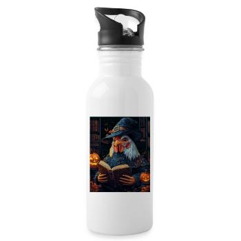 Cadeau d’Halloween Femmes Coq Hommes Enfants Décoration - Gourde avec paille intégrée - blanc - Droite