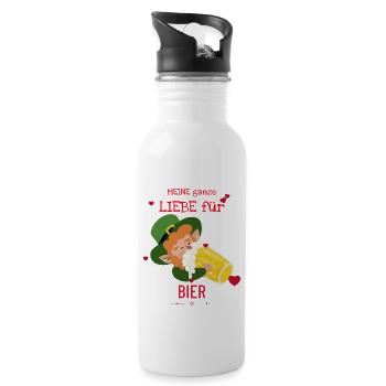 Meine Ganze Liebe Für Bier - Trinkflasche mit integriertem Trinkhalm - Weiß - Rechts