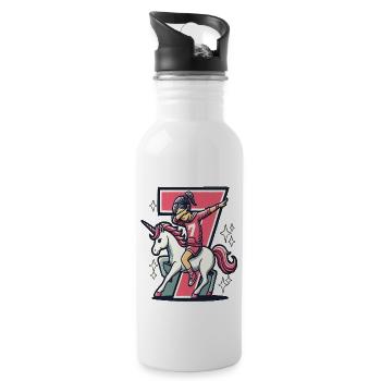 Anniversaire 7 ans Licorne Dab - Gourde avec paille intégrée - blanc - Droite