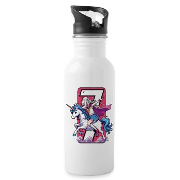 Birthday 7 Years Unicorn Dab - Water bottle with straw - white - Right