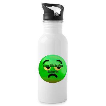 Life is fun - Water bottle with straw - white - Right