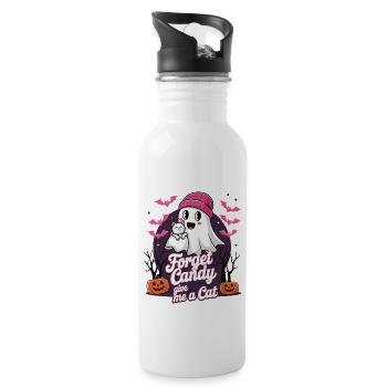 Halloween Cat Forget Candy Give Me A Cat - Trinkflasche mit integriertem Trinkhalm - Weiß - Rechts