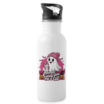 Halloween Cat Forget Candy Give Me A Cat - Trinkflasche mit integriertem Trinkhalm - Weiß - Rechts