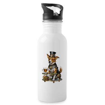 Steampunk Corgi Butler - Gourde avec paille intégrée - blanc - Droite