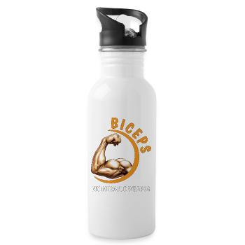 BICEPS MY MIRACLE WEAPON - Water bottle with straw - white - Right