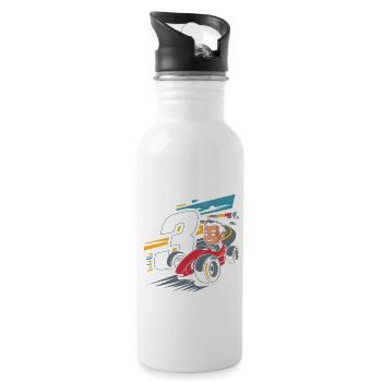 Thème de voiture de course 3ème anniversaire pour les garçons - Gourde avec paille intégrée - blanc - Droite