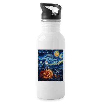 Halloween Geschenk Kürbis mit Weihnachtsmütze Deko - Trinkflasche mit integriertem Trinkhalm - Weiß - Rechts