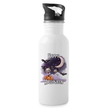 Halloween – Happy Halloween Cute Bats - Water bottle with straw - white - Right
