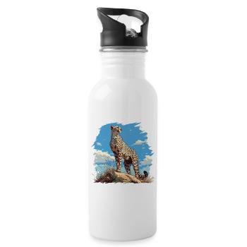 Cheetah Geparde Gepard - Water bottle with straw - white - Right