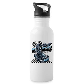 Go Kart Race Kartrennen - Trinkflasche mit integriertem Trinkhalm - Weiß - Rechts