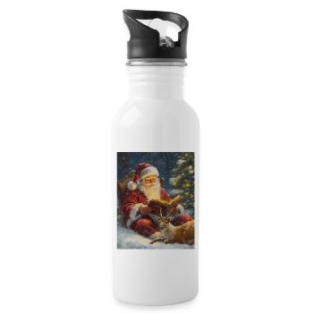 Weihnachtsmann Frauen Männer Kinder Weihnachten - Trinkflasche mit integriertem Trinkhalm - Weiß - Rechts