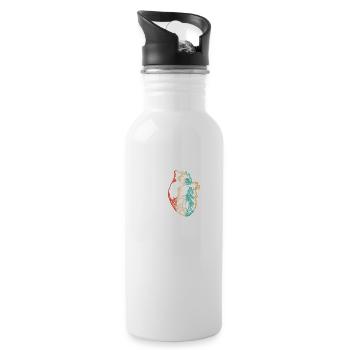 Chirurgie du cœur Logo Emblème Stimulateurs cardiaques Cœur ouvert - Gourde avec paille intégrée - blanc - Droite
