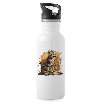Cheetah Geparde Gepard - Water bottle with straw - white - Right