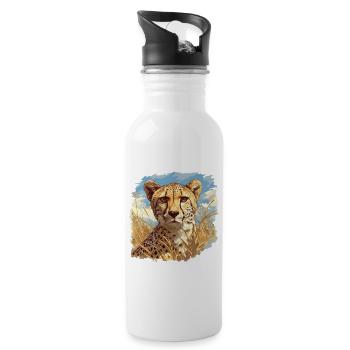 Cheetah Geparde Gepard - Water bottle with straw - white - Right
