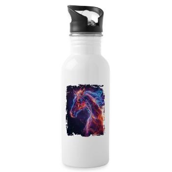 Pferd - Trinkflasche mit integriertem Trinkhalm - Weiß - Rechts