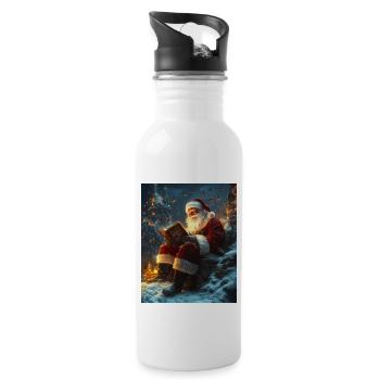 Weihnachtsmann Frauen Männer Kinder Weihnachten - Trinkflasche mit integriertem Trinkhalm - Weiß - Rechts