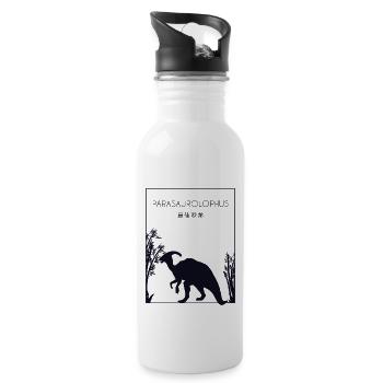 Parasaurolophus Chinese Hanzi Dinosaur Lover - Water bottle with straw - white - Right