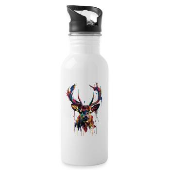 Reh - Trinkflasche mit integriertem Trinkhalm - Weiß - Rechts