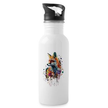 Fuchs - Trinkflasche mit integriertem Trinkhalm - Weiß - Rechts