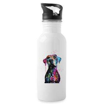 Chien - Gourde avec paille intégrée - blanc - Droite