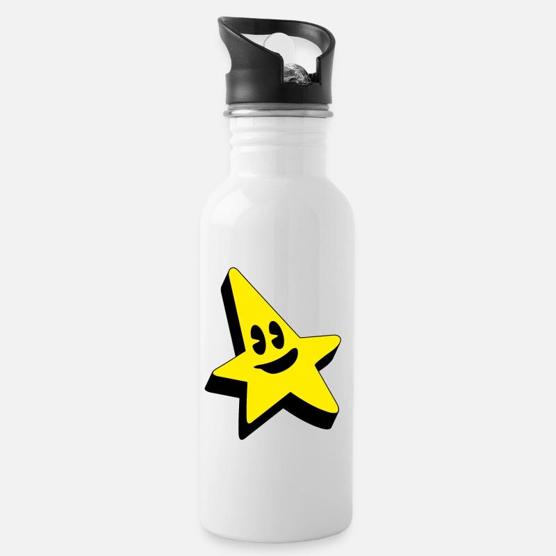 STERN - Trinkflasche mit integriertem Trinkhalm - Weiß