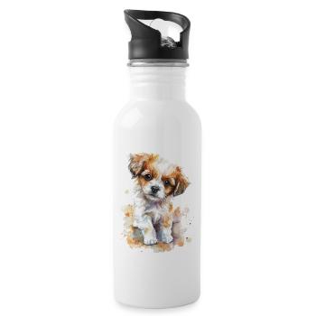 Chien - Gourde avec paille intégrée - blanc - Droite