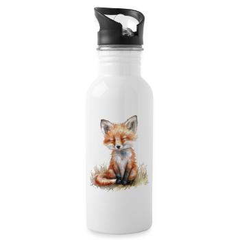 Fuchs - Trinkflasche mit integriertem Trinkhalm - Weiß - Rechts
